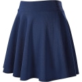 Miniatyrbillede 3 af 5: Dame Basic Alsidig Strækbar Udsvinget Casual Mini Skater Nederdel Navy Blue S