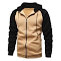 Miniatyrbilde 1 av 3: Fleecehettegenser med glidelås for menn, avslappet Colorblock hettegenser Khaki Black M