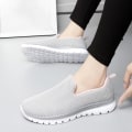 Miniatyrbilde 2 av 5: Uformelle sportssko i mesh for kvinner, slip-on komfortable flate sko for løping og gåing Gray 38