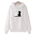 Miniatyrbillede 1 af 2: Dame Katteprint Hættetrøje Afslappet Løs Poset Snøre Hættetrøjer Pullover Toppe White M
