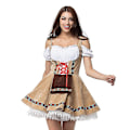 Miniatyrbild 1 av 4: Oktoberfest-klänning för damer, tysk bayersk ölflickdräkt, servitris, servitör, cosplay, parad, taverna, karneval, festklänning Beige 4XL