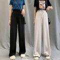 Miniatyrbilde 2 av 5: Dame Ice Silks Vide Ben Bukser Løse Elastisk Midje Casual Sommer Lange Bukser-r Blue L