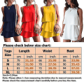Miniatyrbilde 2 av 2: Dame Ensfarget Uregelmessig Lagdelt Jumpsuit Kort Playsuit Romper Blue M