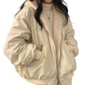 Miniatyrbild 1 av 5: Dam vinter lös jacka mjuk polyester material aprikos/blå jacka för kvinnor vinter vardagskläder Apricot L