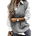Miniatyrbilde 1 av 4: Dame Genser Vest Dame Oversized V-hals Ermeløse Gensere grey M