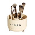 Miniatyrbillede 1 af 5: Roterende makeupbørsteholder til skrivebord, kosmetikpenneholder, opbevaringsstativ, bærbar skrivebordsorganisator Cream White 5 Grid