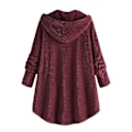 Pikkukuva 2 / 2: Mile Naisten Oversized Sherpa Takki Taskuilla Ruudullinen Fleece Huppari Talvitakki Red 4XL