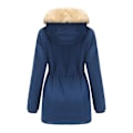 Miniatyrbilde 2 av 4: Tykk hetteparkas for kvinner, vindtette fleeceforede jakker med lommer Blue M