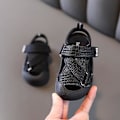 Miniatyrbillede 1 af 5: Sommer Baby Sandaler Mode Kryds Webbing Bløde Børnesko Cool Drenge Piger Strandsandaler Hovedindpakket Småbørnssko black 2 16