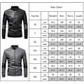 Miniatyrbillede 3 af 3: Herre Patchwork Stand Krave Læder Biker Jakke Slim Fit Casual Lynlås Frakke Overtøj Black 3XL