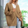 Miniatyrbillede 2 af 5: Dame Vinter Ensfarvet Cardigan Elegant Og Let At Matche Dame Top Ideelle Gaver Til Piger Damer Kvinder Camel L