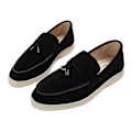 Miniatyrbild 1 av 5: Mocka Slip-on Flatskor för Vår och Höst, Halkfria Bekväma Löparskor för Kvinnor, Vardagsbruk Black 42