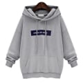 Miniatyrbilde 1 av 5: Trykket hettegenser for kvinner med frontlomme, avslappet vintergenser, løs passform Light Grey 2XL