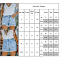 Miniatyrbild 2 av 5: Dam Knapp Hög Midja Tofs Denimshorts Trasiga Fållade Sommarshorts Hotpants L