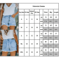 Miniatyrbillede 2 af 5: Dame Knap Høj Talje Kvaster Denim Shorts Flået Flosset Sommer Kort Hot Pants L