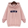 Miniatyrbilde 5 av 5: Trykket hettegenser for kvinner med frontlomme, avslappet vintergenser, løs passform Light Grey XL
