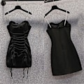 Miniatyrbillede 4 af 5: Dame Plus Size Mini Cami Kjole Sexet Bodycon Rynket Snøre Rem Retro-3 L