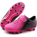 Miniatyrbilde 5 av 5: Fotballsko for barn, faste knotter, gutter, jenter, atletiske utendørssko Pink black 33