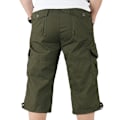 Miniatyrbild 3 av 4: Herr 3/4 Lång Längd Elastiska Shorts Midja Cargo Combat Tre Kvarts Byxor Army Green 2XL