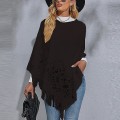 Miniatyrbild 1 av 4: Dam Långärmad Poncho Tröja Ledig Arbets Pullover Cape Vinter Varm Stickad Kappa Black M