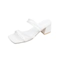 Miniatyrbilde 1 av 5: Sommersandaler for kvinner, firkantet tå, slip-on strandsandaler for dame, for fest, jobb og ferie White 39