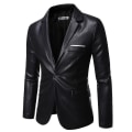 Miniatyrbillede 3 af 5: Læder Blazer Til Mænd Pu Lammeskind Brun Læder Herre Blazer 6XL