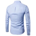Miniatyrbillede 2 af 3: Herre Ensfarvet Knap-op Formelle Skjorter Langærmet Slim Fit Revers Skjorte Business Toppe Sky Blue L