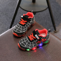 Miniatyrbild 1 av 5: Nya Spiderman Led Mesh Sneakers Flickor Pojkar Barn Luminous Glowing Sneakers Skor för Pojkar Flickor Lighted Led Baby Barn Skor Black 22