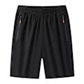 Miniatyrbild 1 av 5: Herr Träningsshorts Med Dragkedjefickor Tvättbara Högstretchbyxor För Fitness Gymkläder Black 4XL