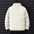 Miniatyrbilde 5 av 5: Varm, avslappet vinterjakke for menn, enkel stil, vindtett topp med ståkrage, mykt stoff, tykk og varm topp Khaki 2XL