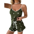 Miniatyrbillede 1 af 4: Dame Printet Pyjamassæt Sommer Nattøj Cami Vest Shorts Pjs Loungewear Army Green XL