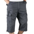 Miniatyrbillede 2 af 4: Herre 3/4 Lange Elastiske Shorts Talje Cargo Combat Trekvart Bukser Dark Grey XL