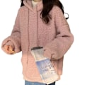 Miniatyrbillede 1 af 5: Langærmet hættejakke til kvinder, koreansk version med sødt bjørneformet design, velegnet til sammenkomster med venner Pink L