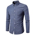 Miniatyrbillede 1 af 3: Herre Ensfarvet Knap-op Formelle Skjorter Langærmet Slim Fit Revers Skjorte Business Toppe Grey XL