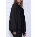 Miniatyrbillede 4 af 4: Dame Oversized Sweatshirts Hættetrøjer Fleece Crew Neck Pullover Sweaters Casual Komfortabelt Efterårsmode Tøj black XL