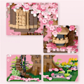 Miniatyrbild 5 av 5: Körsbärsblom Bonsai Träd Mikro Byggklossar Set För Flickor, 2028st Mini Sakura Träd Hus Modell Monterad Klossleksak