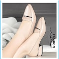 Miniatyrbillede 2 af 5: Dame Lak Loafers Håndlavede Spids Tå Læder Komfortabel Slip-On Dame Flade Sko apricot 41
