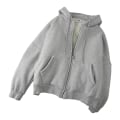Miniatyrbillede 1 af 5: Hættetrøje til kvinder med snøre, tynd fleeceforet jakke med lomme og lynlås foran Light Grey XL