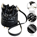 Miniatyrbild 2 av 3: Bucket Bag Dam Pu Läder Justerbar Dragsko Handväska Tote Crossbody Axelväska Black