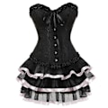 Pikkukuva 2 / 5: Seksikkäät korsettimekot naisille, plus-koko, ylitoppa burleski-korsetti ja minihame-setti, tutu-korsetti Red 5XL