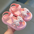Miniatyrbillede 1 af 5: Sommer Baby Pigesko 0-7 år Børnesko Mode Sød Blomst Prinsesse Børnesandaler Piger Småbørn Baby Bløde Åndbare lattice bow pink 27Insole 16cm