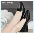 Miniatyrbild 4 av 5: Dam Läder Loafers Handgjorda Spetsiga Tå Läder Bekvämt Slip On Damskor black 38
