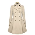 Miniatyrbild 2 av 3: Dam Trenchcoat Dubbelknäppt Klassisk Kavajslag Kappa Slim Ytterkläder Khaki Khaki M