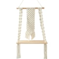 Miniatyrbild 1 av 4: Macrame väggdekoration väggmonterade hyllor i trä flytande hyllor vävda växt hängare hem Ch