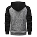 Miniatyrbilde 2 av 3: Fleecehettegenser med glidelås for menn, avslappet Colorblock hettegenser Black Dark Gray M