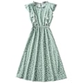 Miniatyrbillede 1 af 5: Dame Polkaprikket Kjole Plus Size Print Lang Kjole Til Strandbrug Green White Heart S