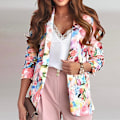 Miniatyrbillede 1 af 5: Dame Tie Dye Business Jakker Casual Efterårsfrakke Blomsterprint Blazere Pink M