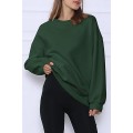 Pikkukuva 2 / 3: Naisten Oversized Collegepaidat Hupparit Fleece Pyöreä Kaula-aukko Villapaidat Rento Mukava Syysmuoti Asut Vaatteet green S