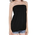 Miniatyrbilde 1 av 5: Stroppeløs Bandeau Tube Topp for Kvinner Dame Ferie Fest Skjorte Bluse Vest For Kvinne Shopping Gåtur Utflukt Black M