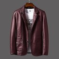 Miniatyrbild 3 av 4: Lediga Blazer Jackor Herr Ytterkläder Läderjacka Herr Ledig Läderjacka Herr Slim Pu Läderjacka Mode Kläder Black 4XL